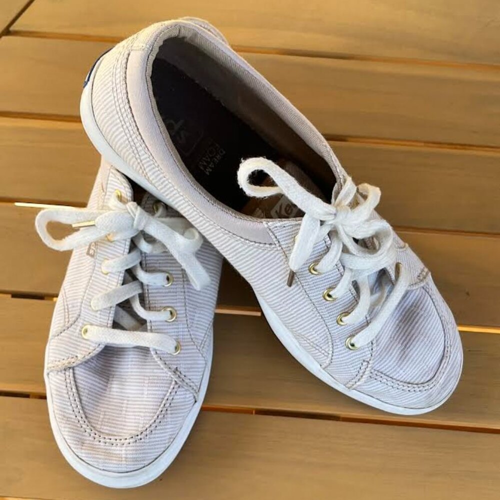 Keds Women's beige/tan and white Center Ticking Stripe Size 6.5